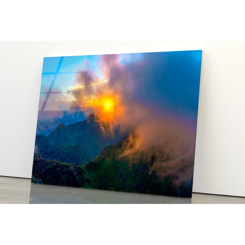 Beautiful Sunset with Mountain in Thailand Acrylic Glass Print Tempered Glass Wall Art 100% Made in Australia Ready to Hang