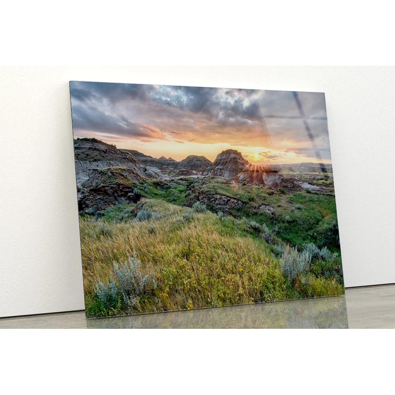 Dinosaur Provincial Park in the Alberta Badlands Acrylic Glass Print Tempered Glass Wall Art 100% Made in Australia Ready to Hang