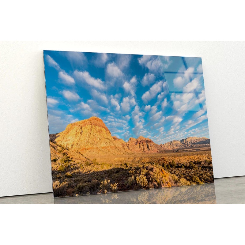 Early Morning Light With Partly Cloudy Sky Nevada Acrylic Glass Print Tempered Glass Wall Art 100% Made in Australia Ready to Hang
