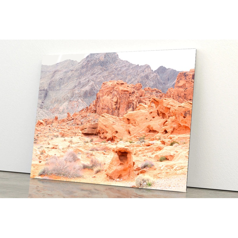 Red Rocks View with Mountains Acrylic Glass Print Tempered Glass Wall Art 100% Made in Australia Ready to Hang