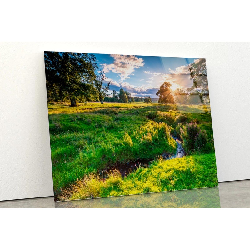 River Aln under Golden Light Acrylic Glass Print Tempered Glass Wall Art 100% Made in Australia Ready to Hang