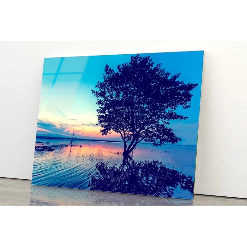 Silhouette of Trees in the Lake Acrylic Glass Print Tempered Glass Wall Art 100% Made in Australia Ready to Hang