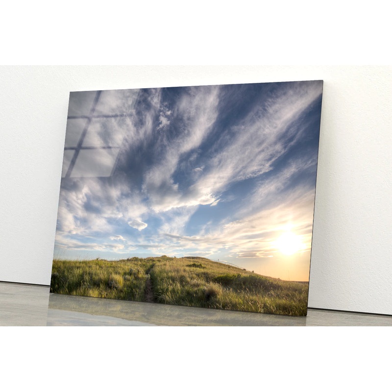 Sunset over a Grassland Trail Acrylic Glass Print Tempered Glass Wall Art 100% Made in Australia Ready to Hang