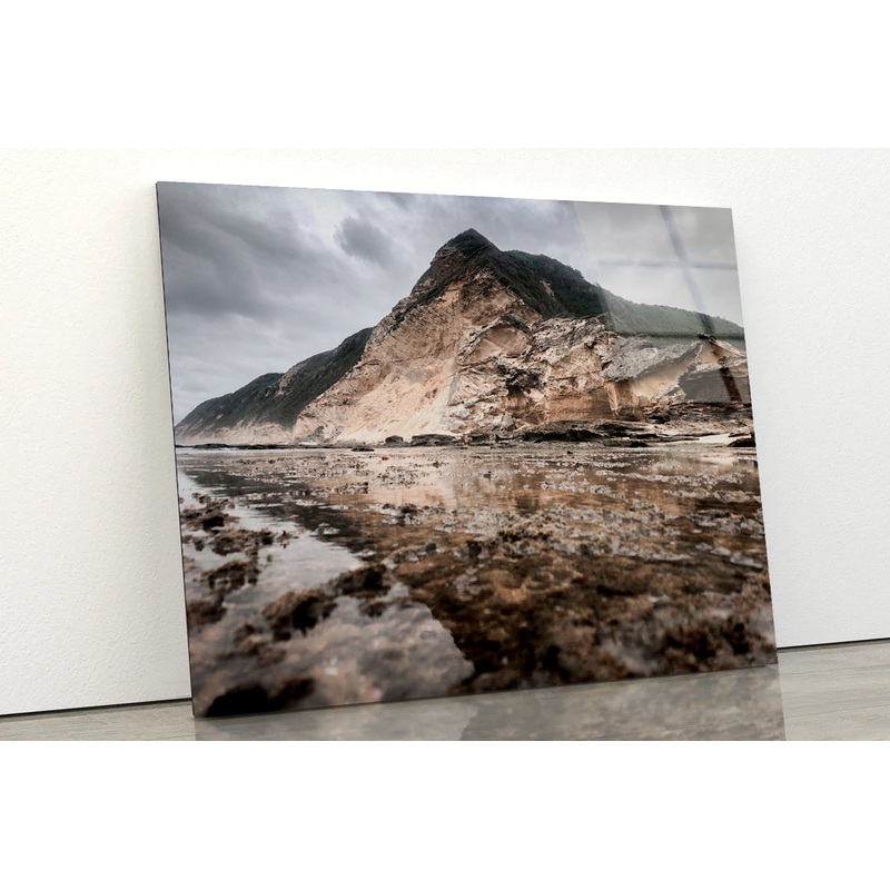 View of a Rocky Mountain with Clouds in the Sky Acrylic Glass Print Tempered Glass Wall Art 100% Made in Australia Ready to Hang