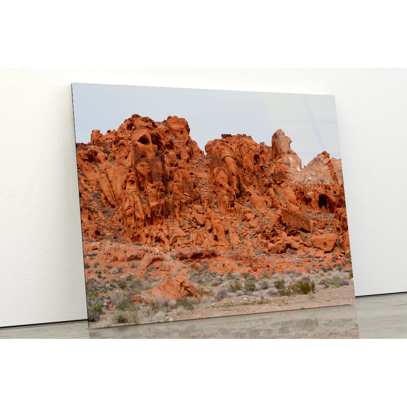 View of Brown Rocks Valley of Fire Acrylic Glass Print Tempered Glass Wall Art 100% Made in Australia Ready to Hang