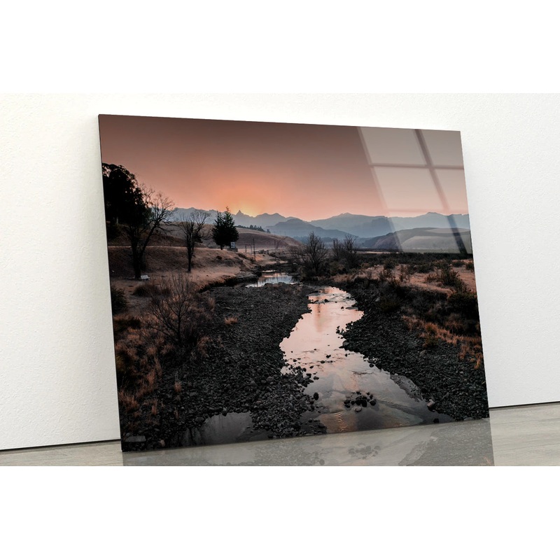 Water Running Through Dry Grass and Trees Acrylic Glass Print Tempered Glass Wall Art 100% Made in Australia Ready to Hang