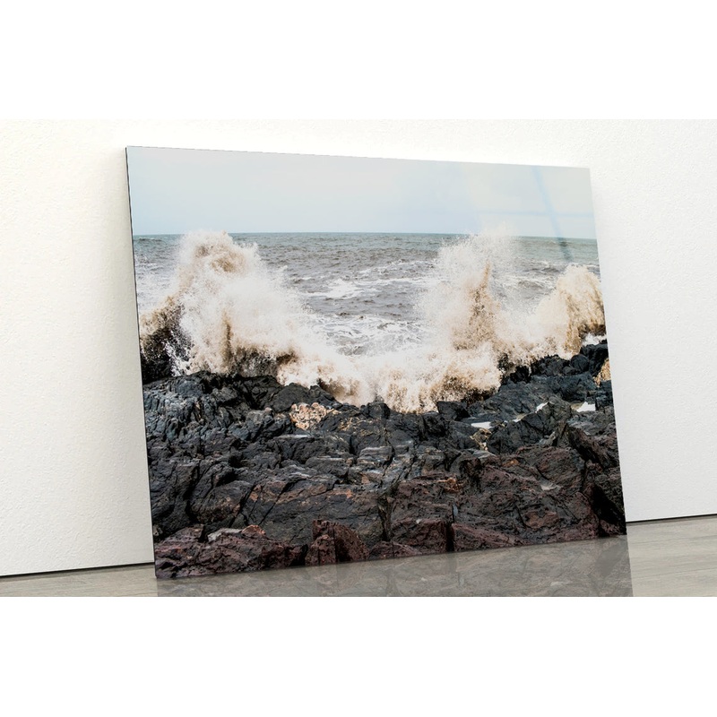 Waves Beach Side View Acrylic Glass Print Tempered Glass Wall Art 100% Made in Australia Ready to Hang