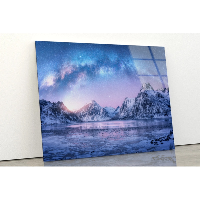 A Body of Water in the Foreground and Mountains Acrylic Glass Print Tempered Glass Wall Art 100% Made in Australia Ready to Hang