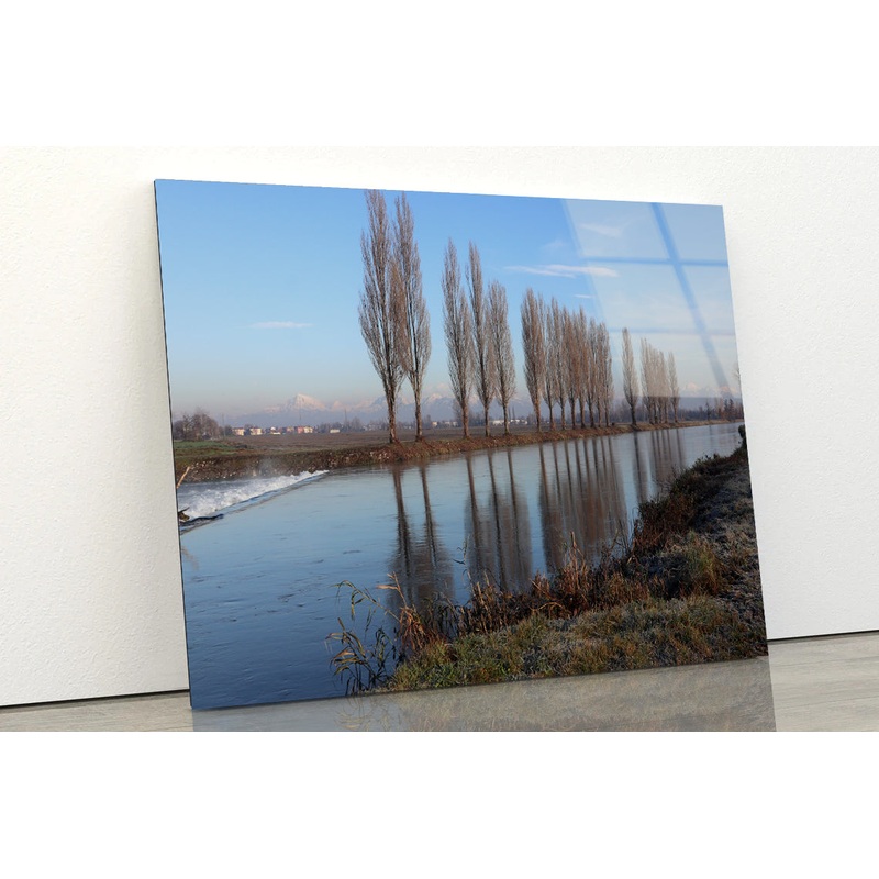 A Body of Water Surrounded By Trees & A Cloudy Sky Acrylic Glass Print Tempered Glass Wall Art 100% Made in Australia Ready to Hang