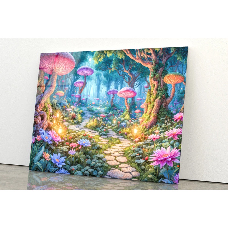 A Colorful Garden with Various Plants and Rocks Acrylic Glass Print Tempered Glass Wall Art 100% Made in Australia Ready to Hang
