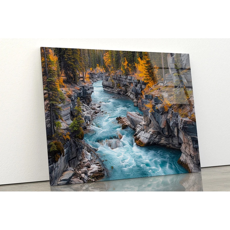 A River Flowing Through a Rocky Area Acrylic Glass Print Tempered Glass Wall Art 100% Made in Australia Ready to Hang