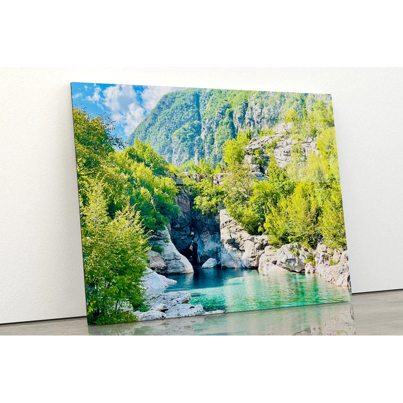 A River Surrounded By Trees and Rocks Acrylic Glass Print Tempered Glass Wall Art 100% Made in Australia Ready to Hang