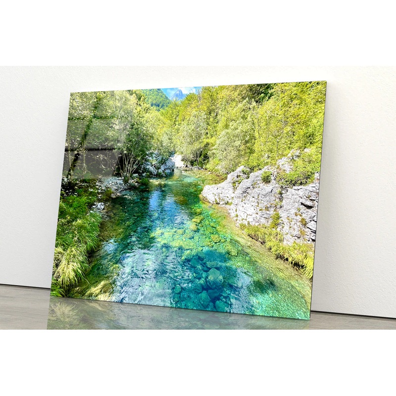Beautiful River with Rocks and Trees Acrylic Glass Print Tempered Glass Wall Art 100% Made in Australia Ready to Hang