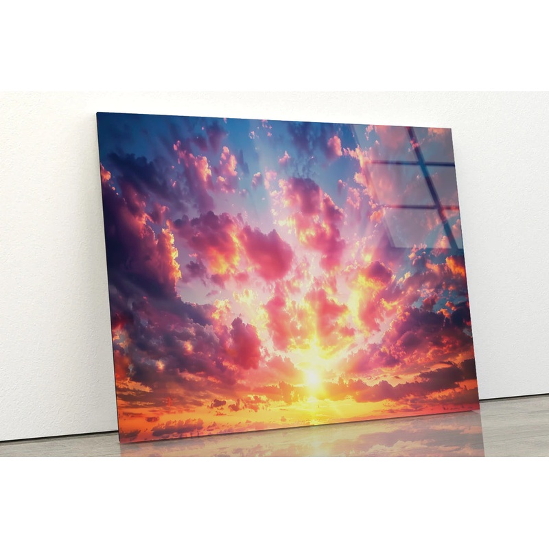 Beautiful Sunset over the Ocean Acrylic Glass Print Tempered Glass Wall Art 100% Made in Australia Ready to Hang