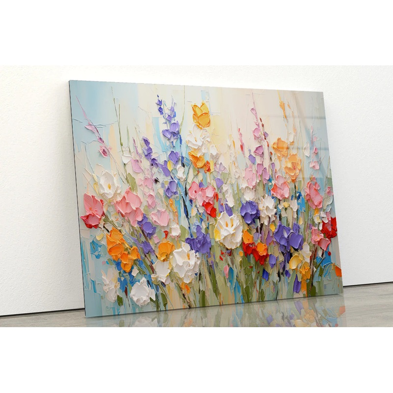 Flower Blossom Oil Painting Style Acrylic Glass Print Tempered Glass Wall Art 100% Made in Australia Ready to Hang
