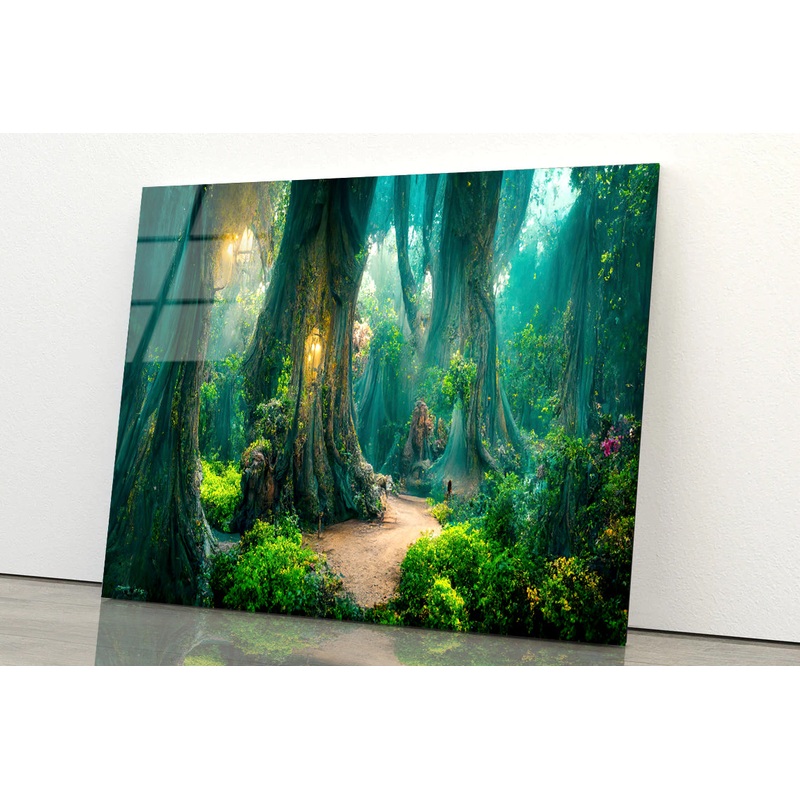 Forest with Big Trees and Great Vegetation Acrylic Glass Print Tempered Glass Wall Art 100% Made in Australia Ready to Hang