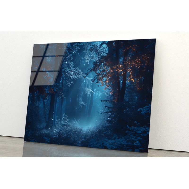 Futuristic Night Scene with Abstract Forest Acrylic Glass Print Tempered Glass Wall Art 100% Made in Australia Ready to Hang