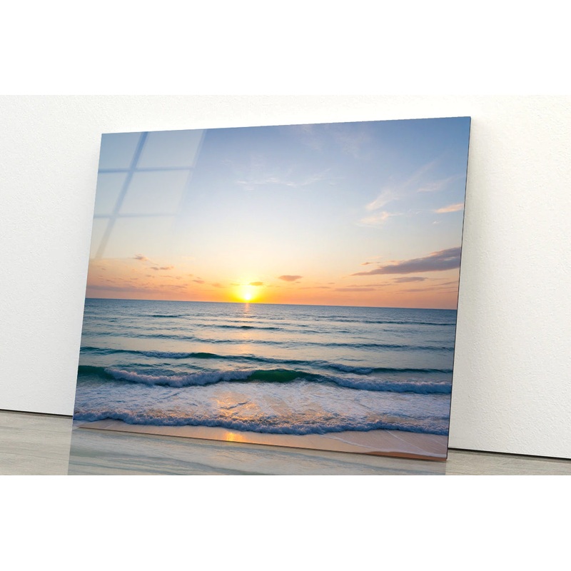 Sunset over the Ocean with Sky & Clouds Acrylic Glass Print Tempered Glass Wall Art 100% Made in Australia Ready to Hang