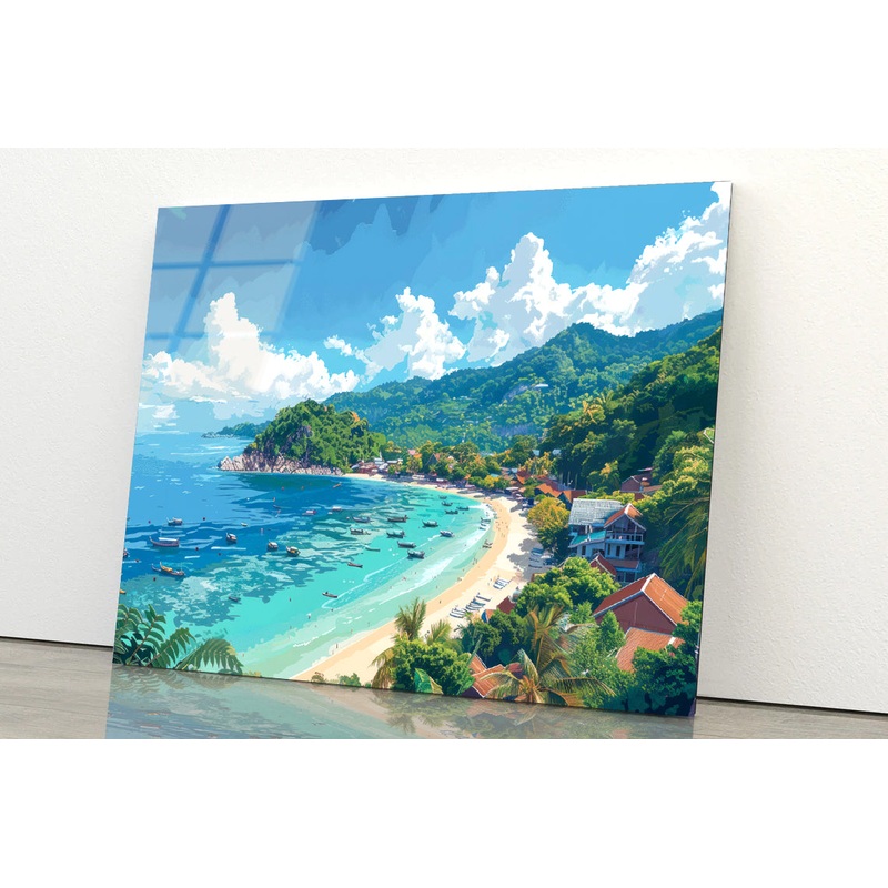 Tropical Beach Paradise with Clear Water & Nature Acrylic Glass Print Tempered Glass Wall Art 100% Made in Australia Ready to Hang