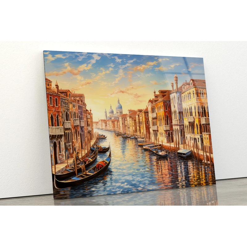 Venetian Architecture and Water Canal in Venice Acrylic Glass Print Tempered Glass Wall Art 100% Made in Australia Ready to Hang