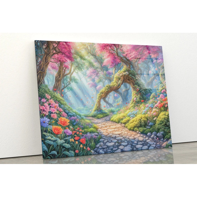 View of a Garden Filled With Colorful Flowers Acrylic Glass Print Tempered Glass Wall Art 100% Made in Australia Ready to Hang