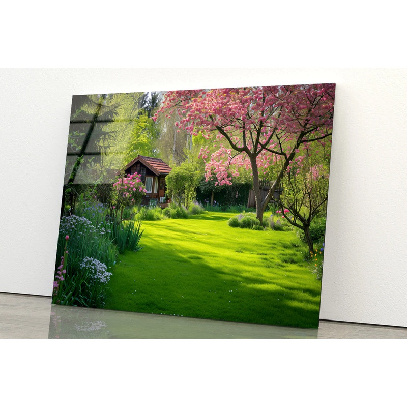 View of Garden in Natural Spring Acrylic Glass Print Tempered Glass Wall Art 100% Made in Australia Ready to Hang