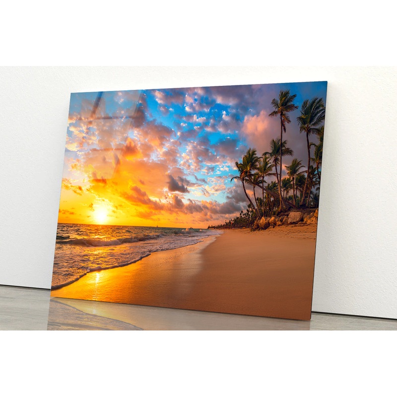 View of Paradise Tropical Island Beach Acrylic Glass Print Tempered Glass Wall Art 100% Made in Australia Ready to Hang