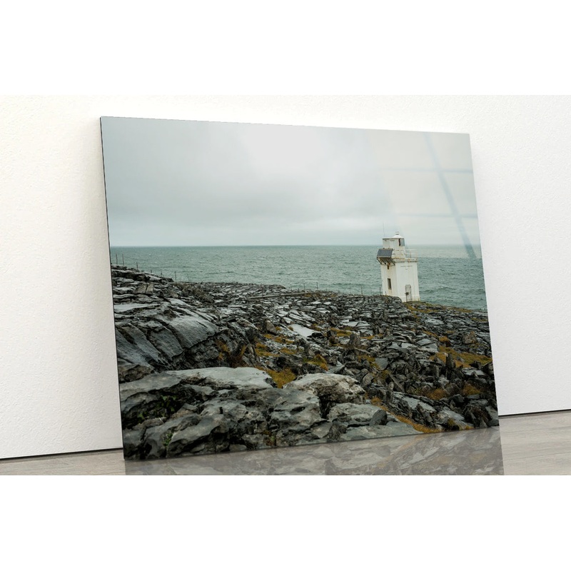 View of the Black Head Lighthouse in Ireland Acrylic Glass Print Tempered Glass Wall Art 100% Made in Australia Ready to Hang