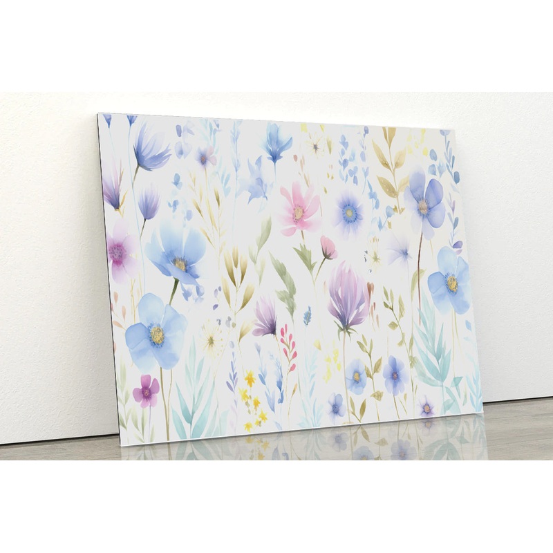Watercolor Style Abstract Flowers Acrylic Glass Print Tempered Glass Wall Art 100% Made in Australia Ready to Hang