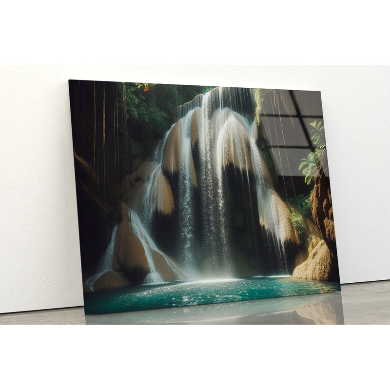 Waterfall in Forest View Acrylic Glass Print Tempered Glass Wall Art 100% Made in Australia Ready to Hang