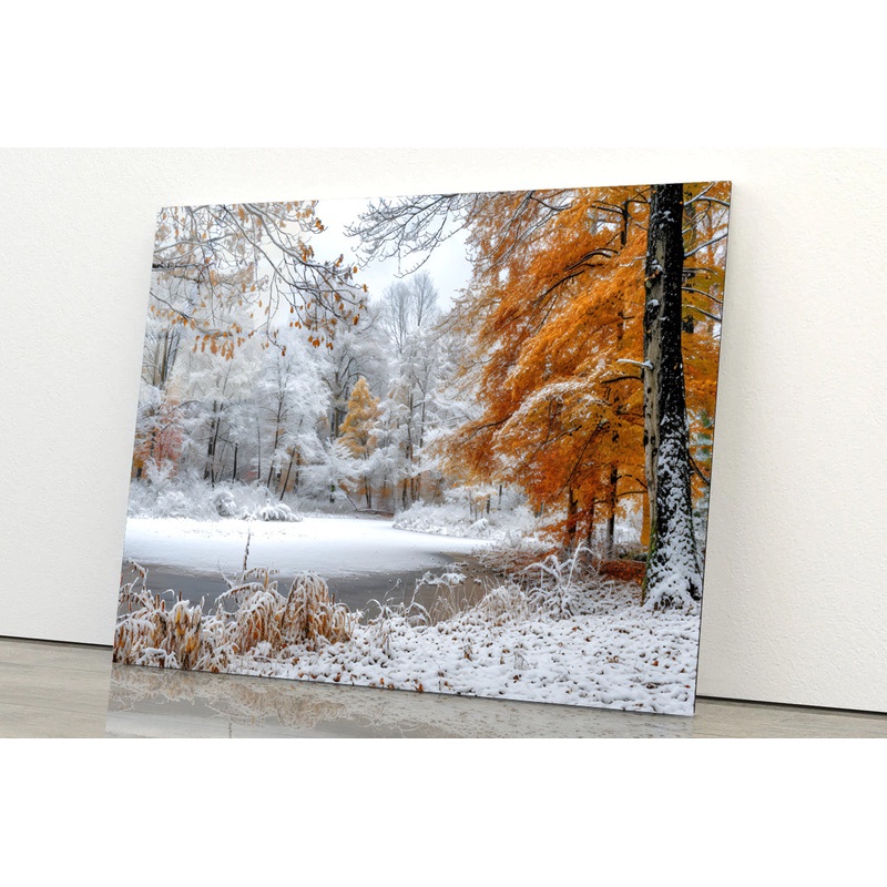 Winter with Autumn Leaves Acrylic Glass Print Tempered Glass Wall Art 100% Made in Australia Ready to Hang