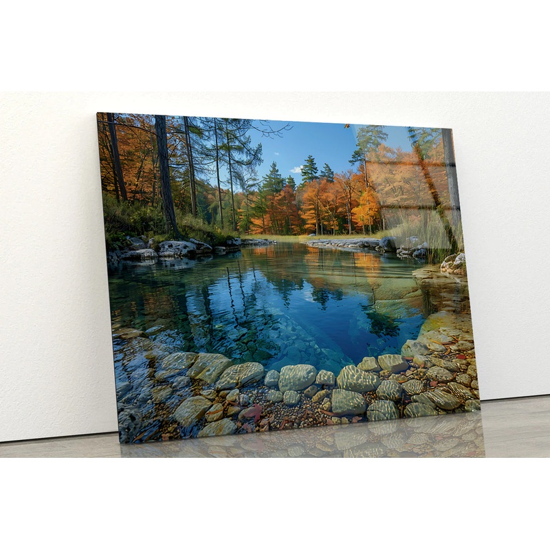 Autumn Trees Reflected In Water Acrylic Glass Print Tempered Glass Wall Art 100% Made in Australia Ready to Hang