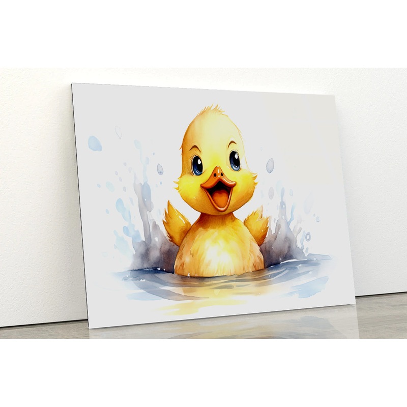 Baby Duckling Watercolor Style Acrylic Glass Print Tempered Glass Wall Art 100% Made in Australia Ready to Hang