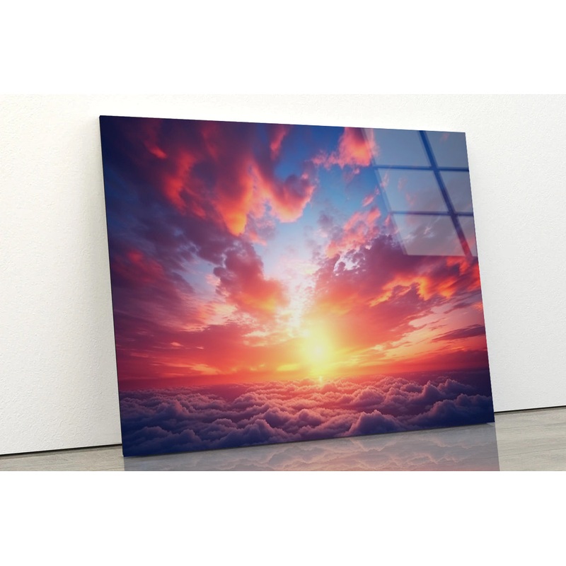 Beautiful Sunset Sky Background Acrylic Glass Print Tempered Glass Wall Art 100% Made in Australia Ready to Hang