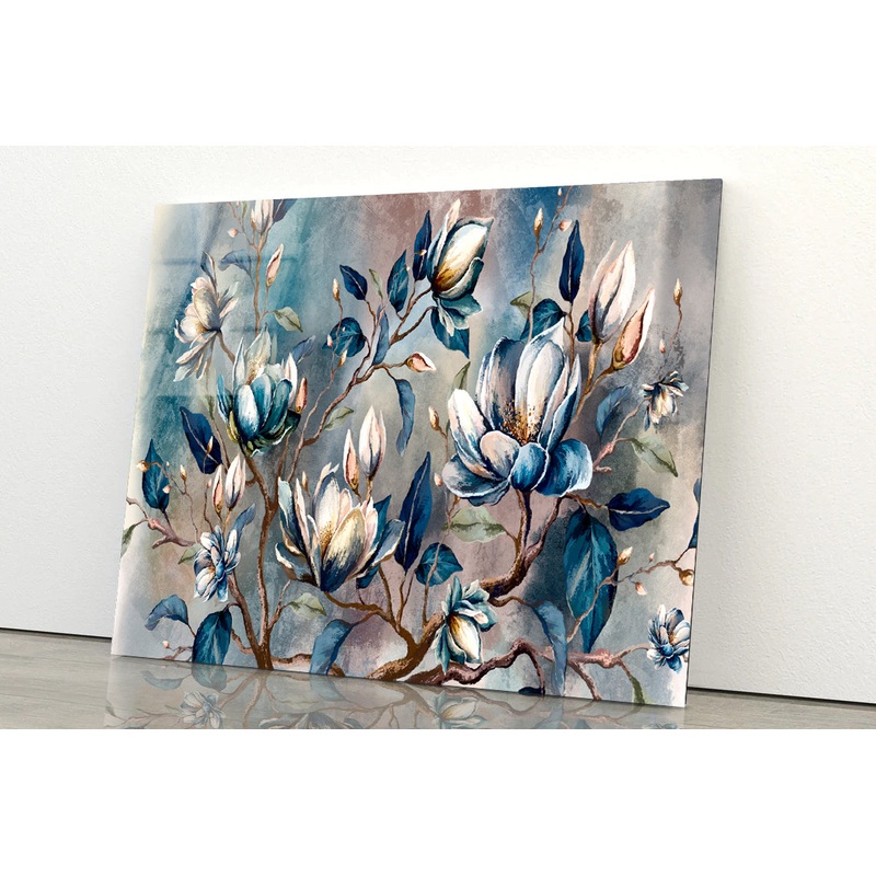 Branch of Watercolor Flowers Acrylic Glass Print Tempered Glass Wall Art 100% Made in Australia Ready to Hang