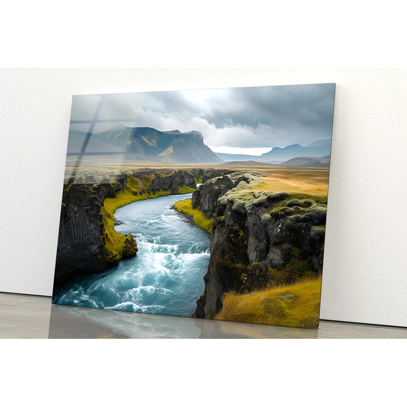 Dramatic Views of Beautiful Icelandic Nature with Mountains Acrylic Glass Print Tempered Glass Wall Art 100% Made in Australia Ready to Hang