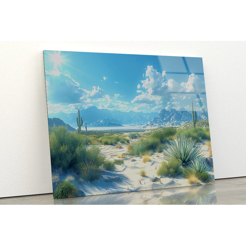 Plants under a Cloudy Sky with Mountains Acrylic Glass Print Tempered Glass Wall Art 100% Made in Australia Ready to Hang