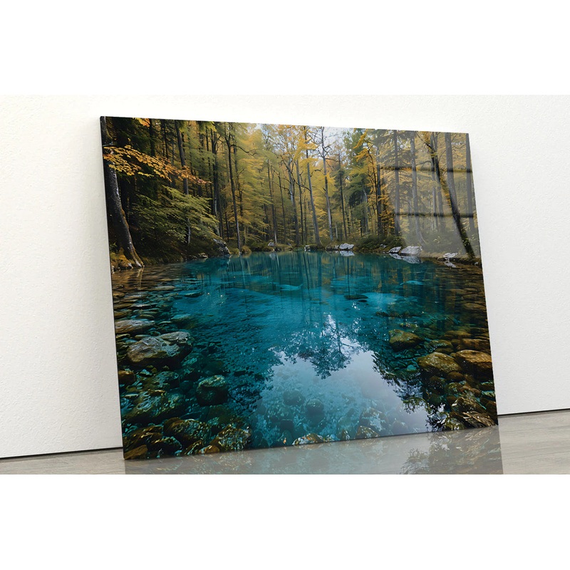 River Surrounded By Rocks and Trees Acrylic Glass Print Tempered Glass Wall Art 100% Made in Australia Ready to Hang