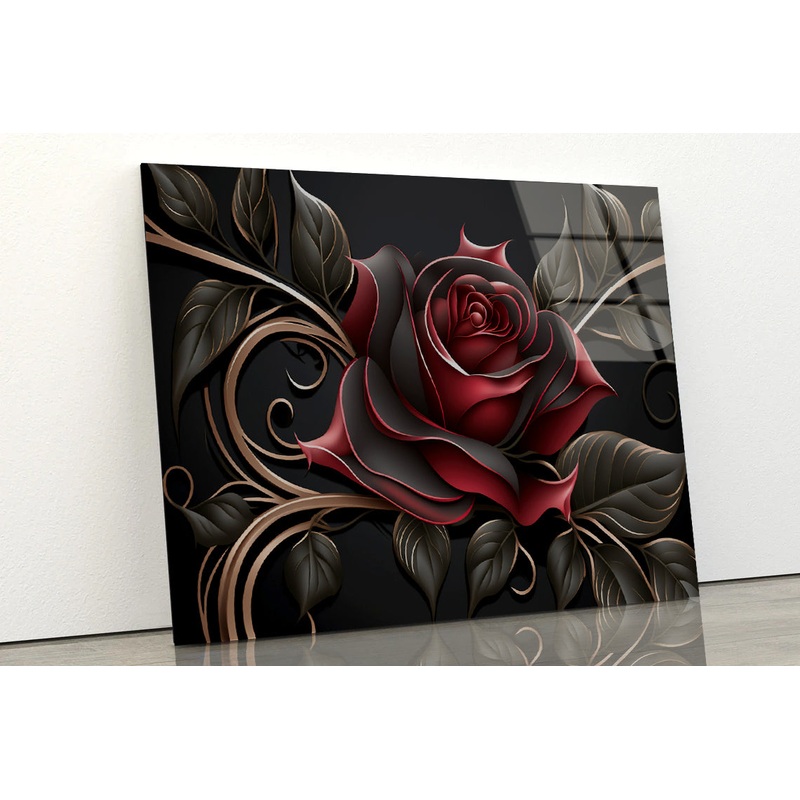 Roses Artistic Flower Design Acrylic Glass Print Tempered Glass Wall Art 100% Made in Australia Ready to Hang