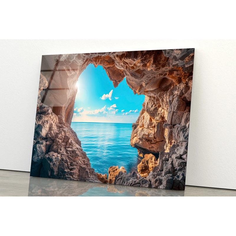 Scenic View of the Ocean with Rocks Acrylic Glass Print Tempered Glass Wall Art 100% Made in Australia Ready to Hang