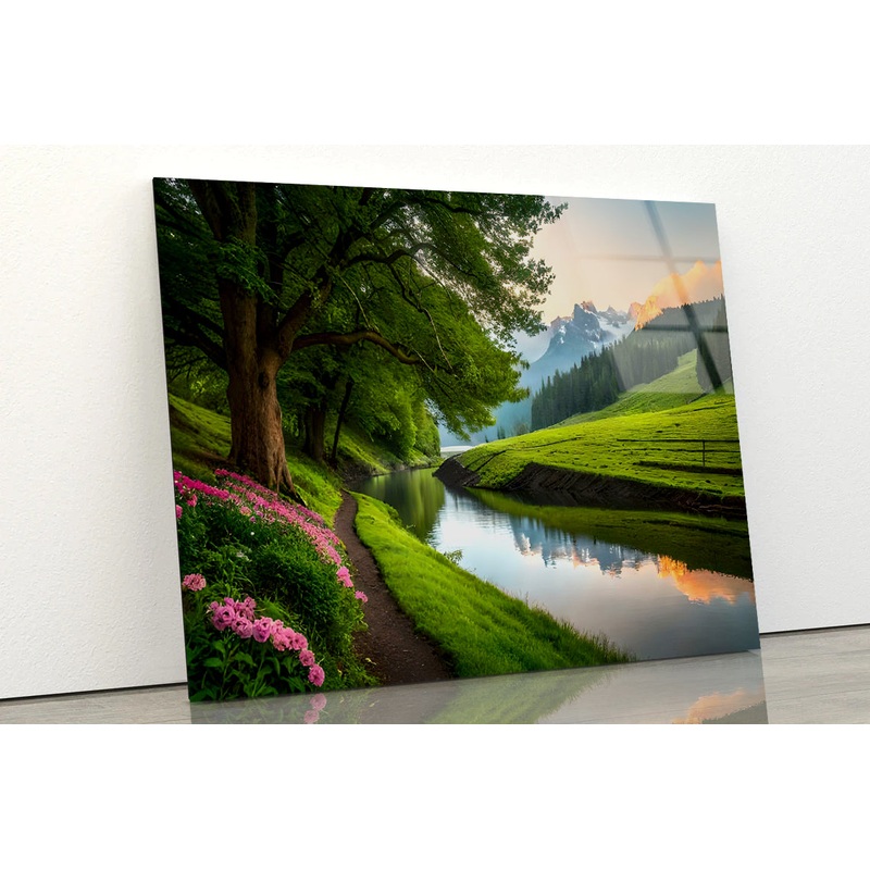 Serene River with Trees Acrylic Glass Print Tempered Glass Wall Art 100% Made in Australia Ready to Hang