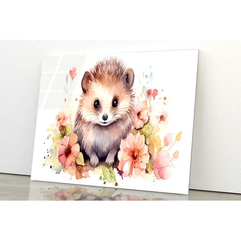 Small Mammal Surrounded By Flowers Acrylic Glass Print Tempered Glass Wall Art 100% Made in Australia Ready to Hang