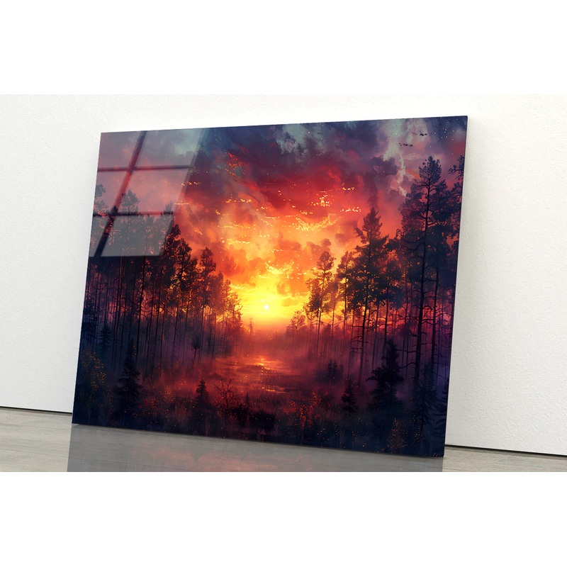 Sunset on the River with Trees Acrylic Glass Print Tempered Glass Wall Art 100% Made in Australia Ready to Hang