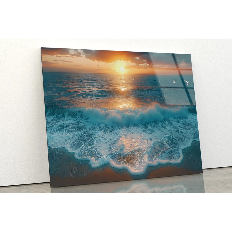 Sunset over the Ocean Acrylic Glass Print Tempered Glass Wall Art 100% Made in Australia Ready to Hang