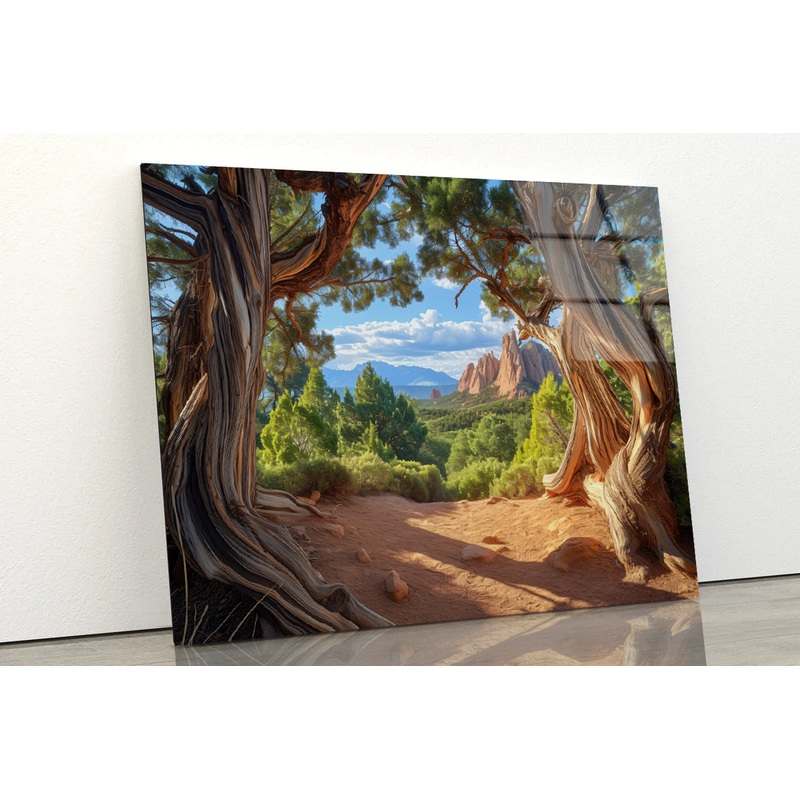 Tree with a Scenic Backdrop of a Mountain Range Acrylic Glass Print Tempered Glass Wall Art 100% Made in Australia Ready to Hang