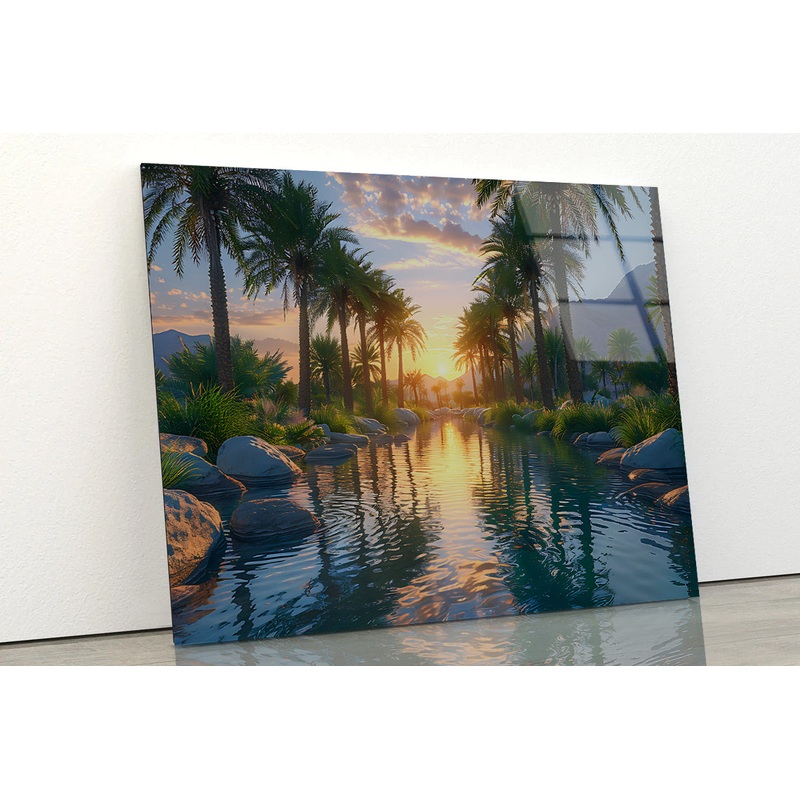 Trees in the River with Mountains Acrylic Glass Print Tempered Glass Wall Art 100% Made in Australia Ready to Hang