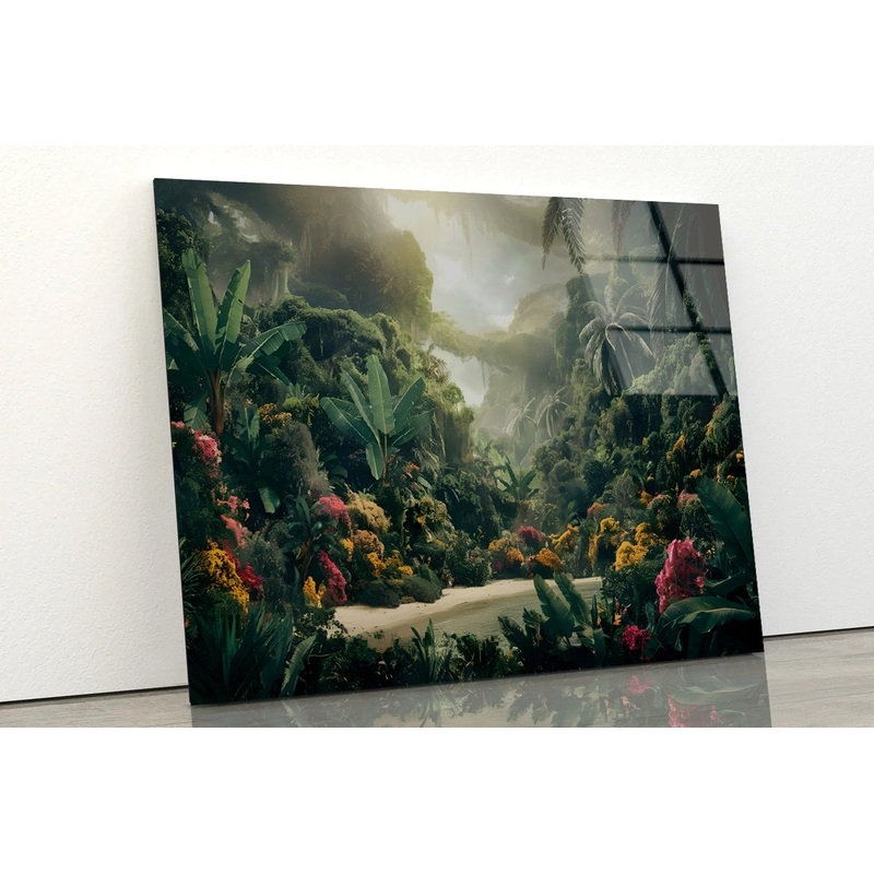 Tropical Forest with a River Acrylic Glass Print Tempered Glass Wall Art 100% Made in Australia Ready to Hang