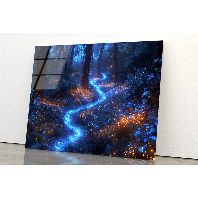 View of Night Forest Acrylic Glass Print Tempered Glass Wall Art 100% Made in Australia Ready to Hang