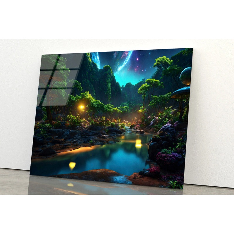 View of Night in the Mountains Acrylic Glass Print Tempered Glass Wall Art 100% Made in Australia Ready to Hang