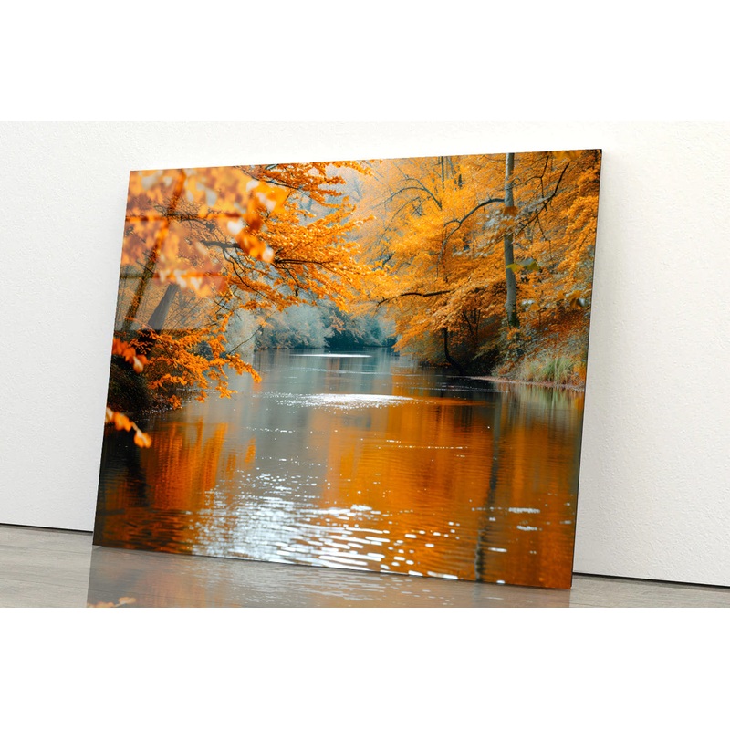 View of River Surrounded By Trees Acrylic Glass Print Tempered Glass Wall Art 100% Made in Australia Ready to Hang
